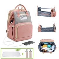 luxurious baby diaper bag with changing station maternity backpack with baby crib moms stroller bags foldable bed dropshipping