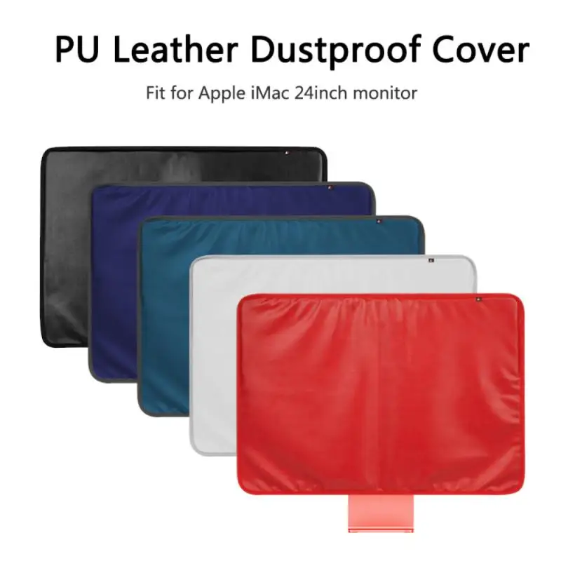 

24 Inch PU Leather Dustproof Cover Computer Monitor Dust Cover Protector With Back Pocket Colorful For Apple IMac LCD Screen