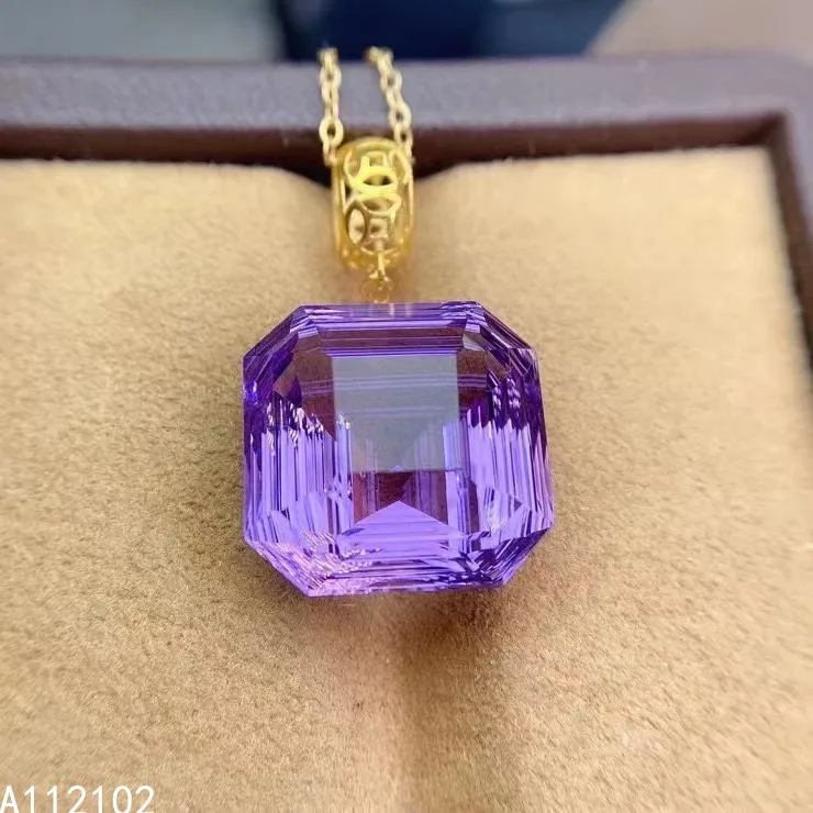 

KJJEAXCMY fine Jewelry 18K yellow gold Natural Amethyst Girl new luxury Pendant Necklace Support Test Chinese style
