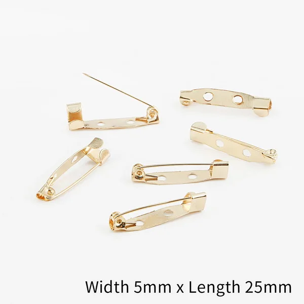 KC Gold 5x25mm 50 шт./Партия 15 20 25 30 35 мм золото/серебро/бронзовая брошь зажим базовые булавки безопасные булавки брошь настройки базы для украшений ручной работы Изготовление ювелирных изделий - Цвет: KC Gold 5x25mm