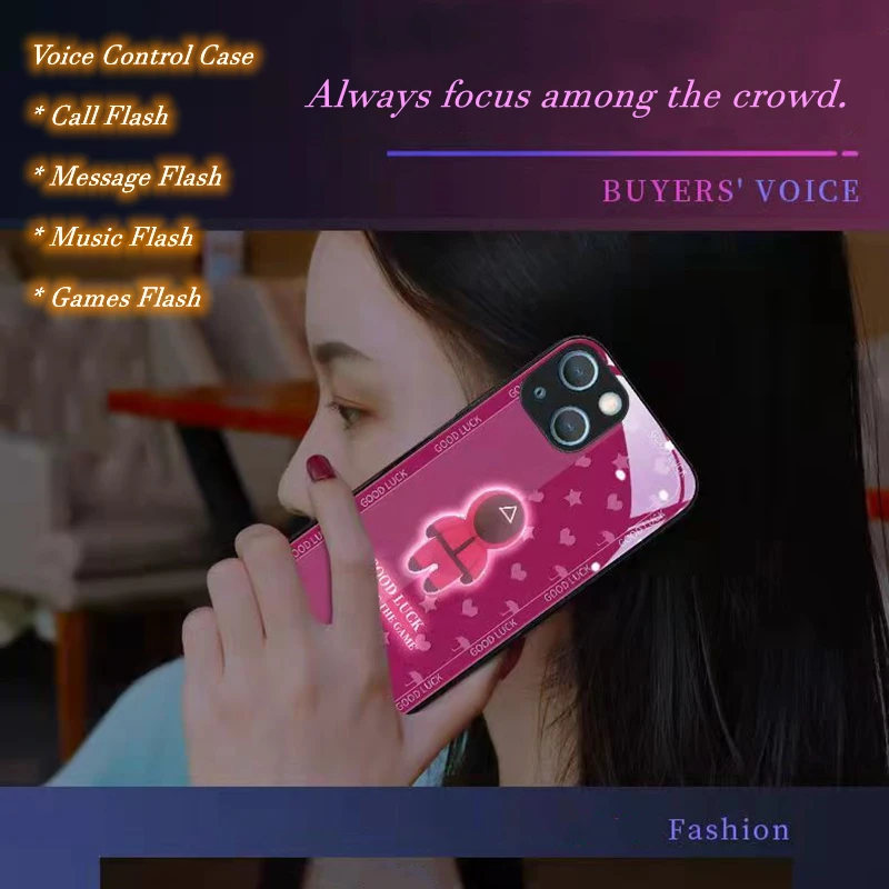Funny Squid TV Game Korea Phone Case For iPhone 11 12 Mini 13 Pro XS Max X XR 8 7 Plus Glass LED Flash Coque Etui Luxury | Мобильные