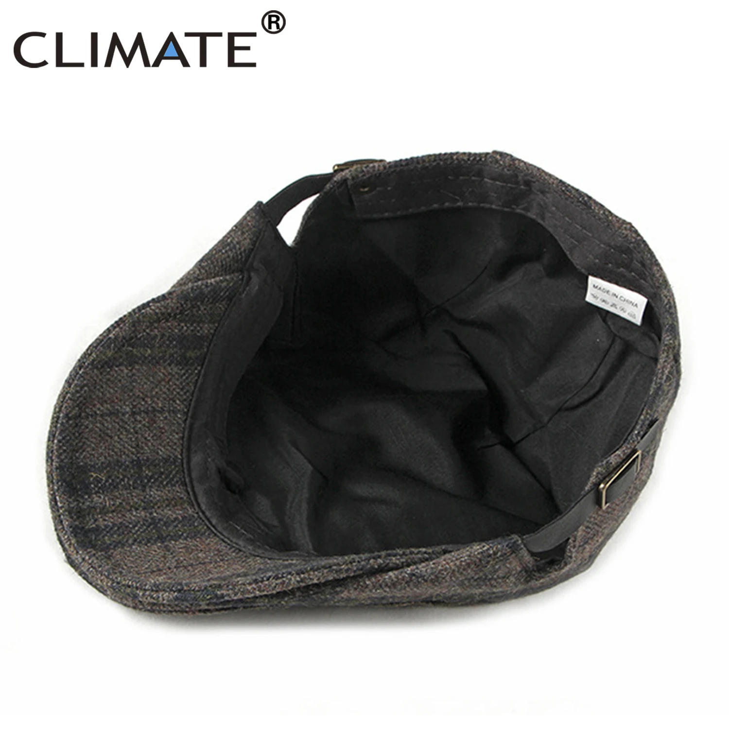 Мужской Клетчатый берет CLIMATE плоская кепка для папы шапка зимняя плотная тканая