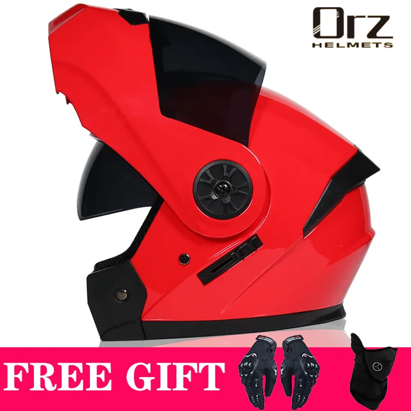 

Motorcycle Helmet Racing Flip Up Modular Dual Lens Motocross Moto Helmet Full Face Helmets Casco Moto Capacete Casque w/Gift