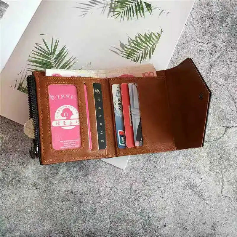 

Small wallet women short ins2021 new Japanese and Korean version simple solid color buckle wallet Mini change bag