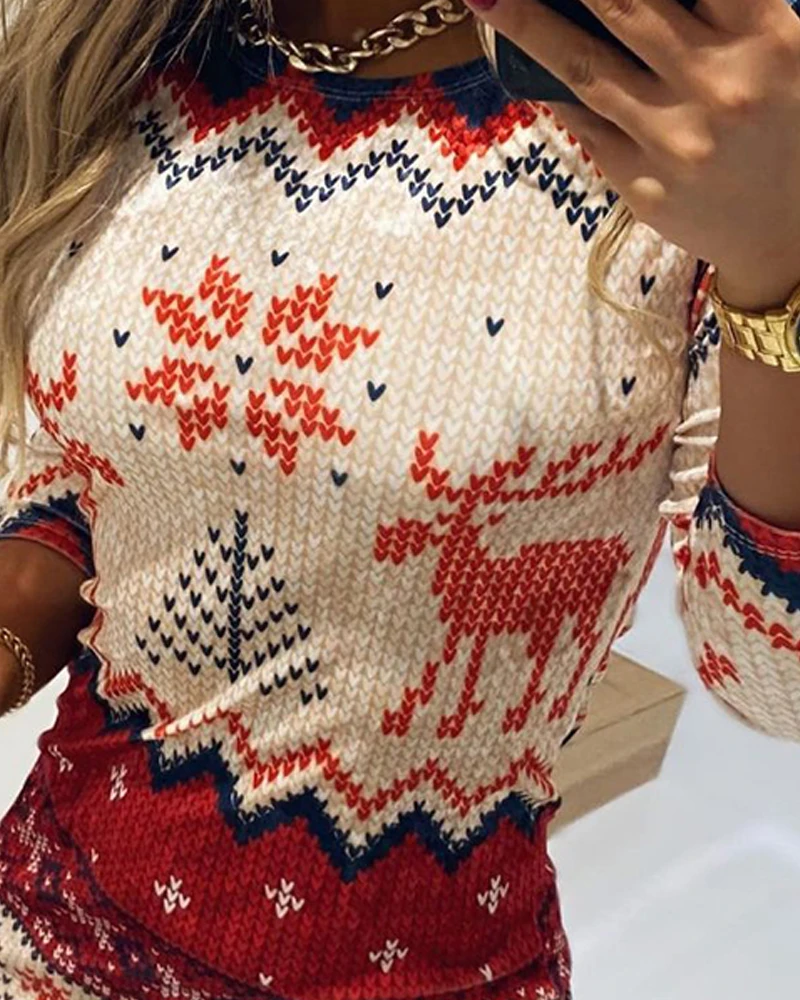 

Christmas Bodycon Dresses for Women 2020 Fashion Xmas Print Woman Dress Long Sleeve Spring Autumn Clothing for Female D30