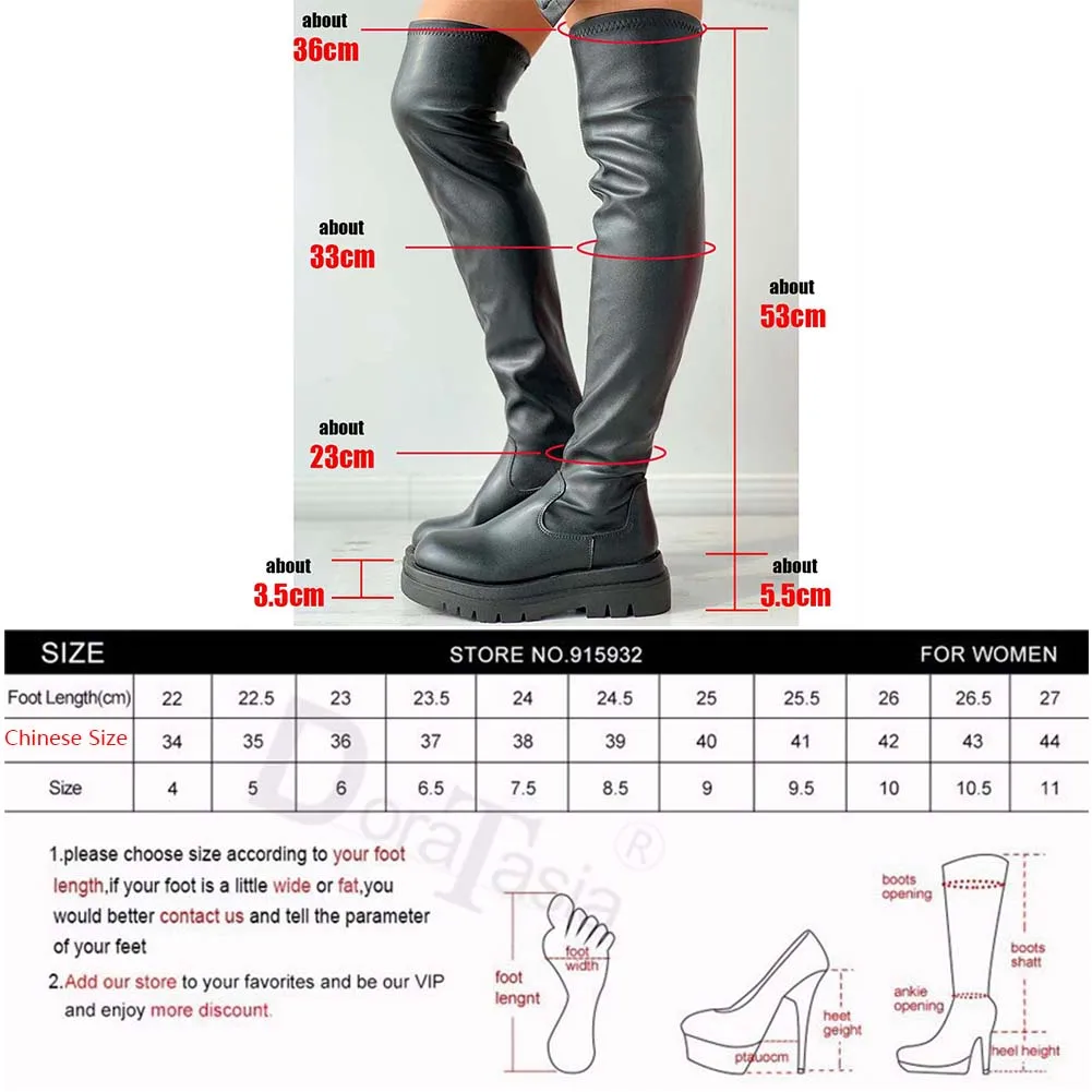 DORATASIA Brand New Female Platform Thigh High Boots Fashion Slim Chunky Heels Over The Knee Boots Women Party Shoes Woman images - 6