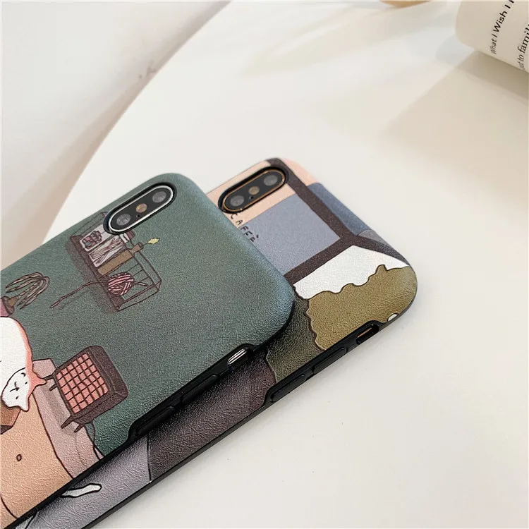 Retro illustration Cute Japanese Cats Phone Case For iPhone X Xs XR XSmax 7 Puls 6 6S 8 Cases Funny Soft Silicon Cover |