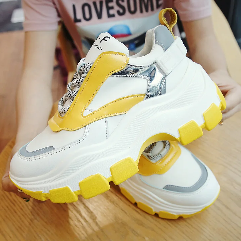 2019 г. новая модная Осенняя повседневная обувь на толстой подошве красного цвета