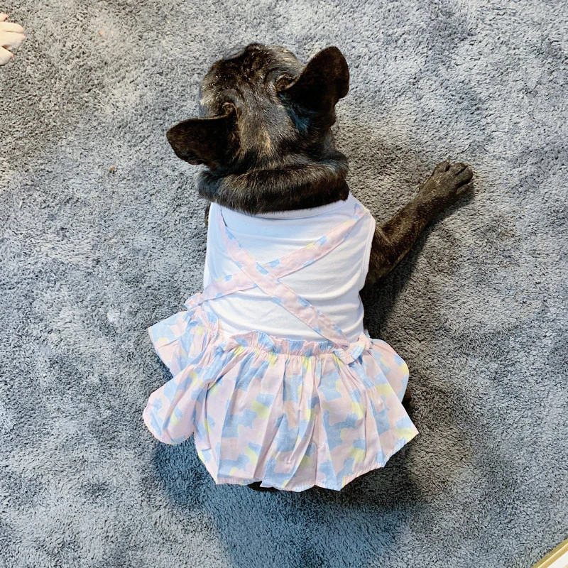 Летнее платье для собаки костюм шнауцера мопса французского бульдога одежда
