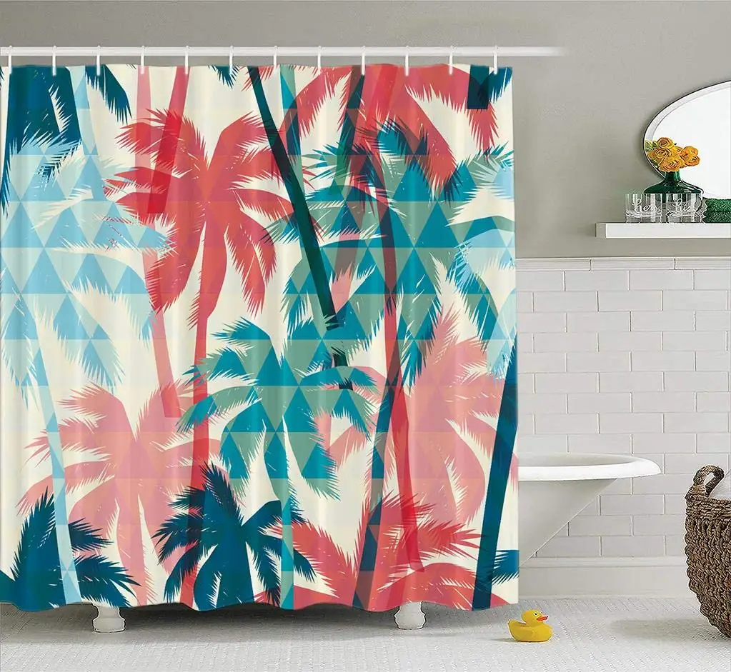 Занавеска для душа с пальмами тропическая занавеска красочный экзотический