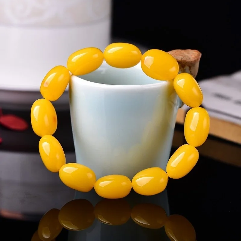 

Женское масло янтарного оригинального камня, куриное масло желтого цвета с аналогичным украшением для мужчин, старинный браслет из натурал...