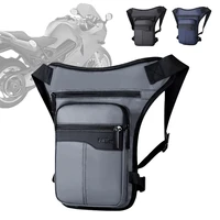 casual motorcycle drop leg bag hip bum fanny pack waterproof side bags for men outdoor riding travel bike waist bag black