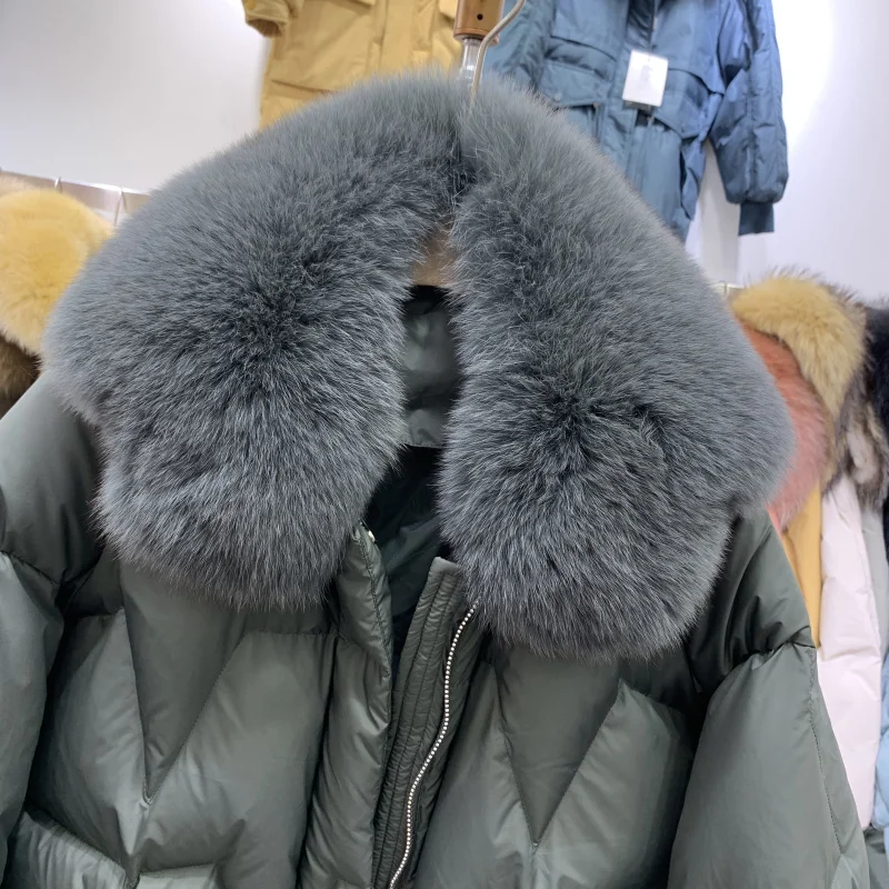 

Short Down s Female 2020 Natural Fox Fur Collar Loose Oversize 90% White Duck Down Jacket Women Winter Outwear Coat