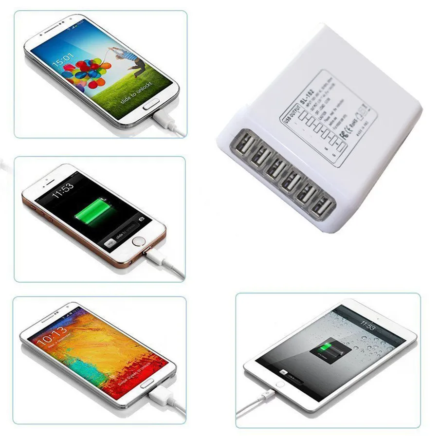 6 портов USB мульти зарядное устройство для xiaomi iPhone samsung Путешествия стены Универсальный мощность быстрое зарядное устройство адаптер питания UK/EU/US/AU Plug