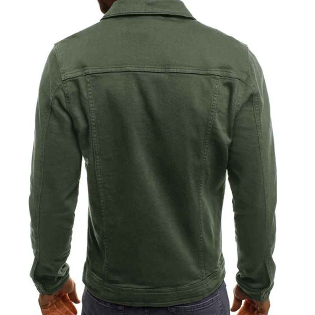 Модные мужские куртки и пальто сплошной цвет длинный рукав на пуговицах с