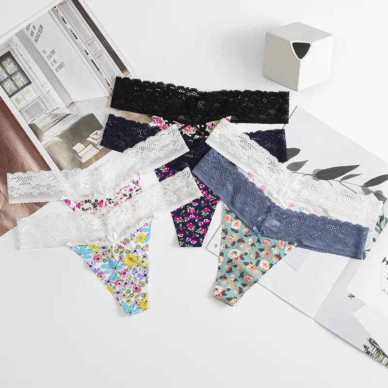 

Сексуальные кружевные трусики, женские прозрачные трусики с принтом и низкой талией, ажурные стринги, женские бесшовные стринги, нижнее бел...