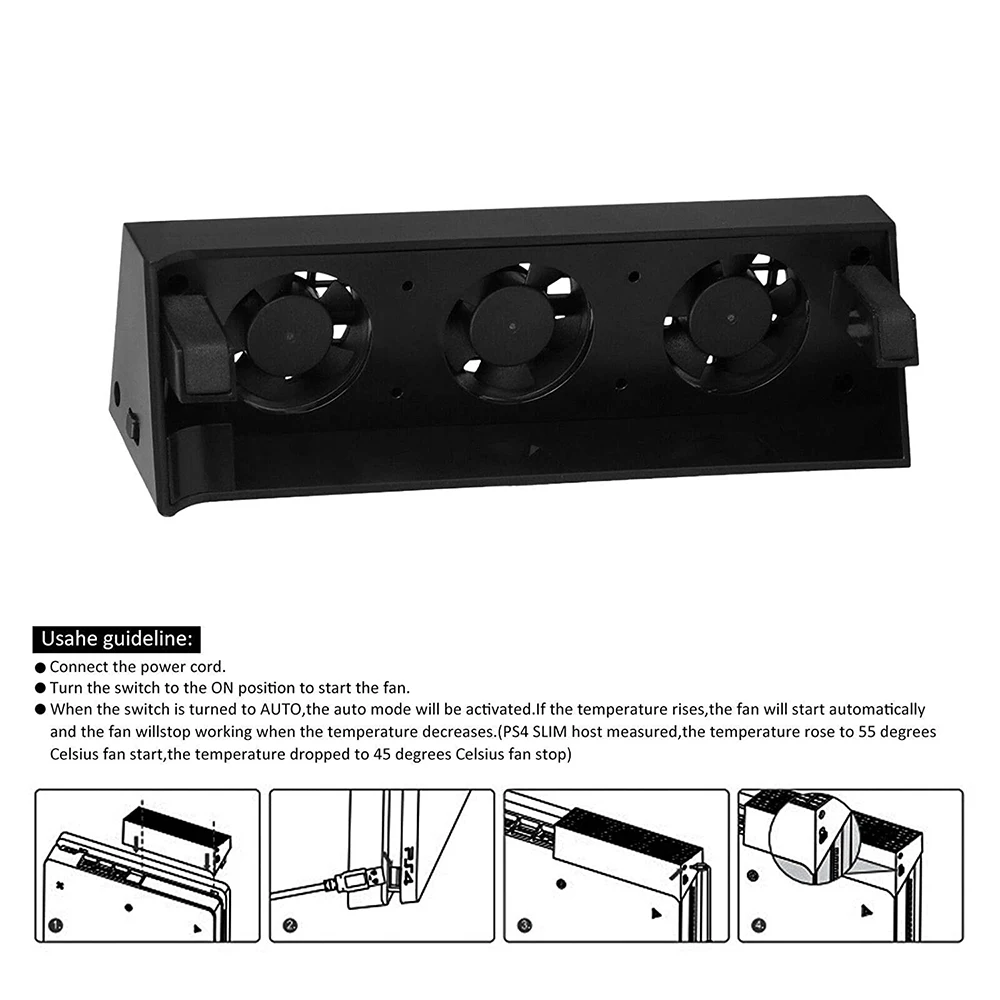 PS4 Slim Auto Turbo Cooling Fan External USB Cooler Automatic Temperature Sensor Controlled Radiator for Playstation 4 | Электроника