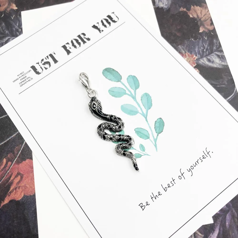 Черные Подвески в виде змеи Клубные ювелирные изделия европейском стиле для