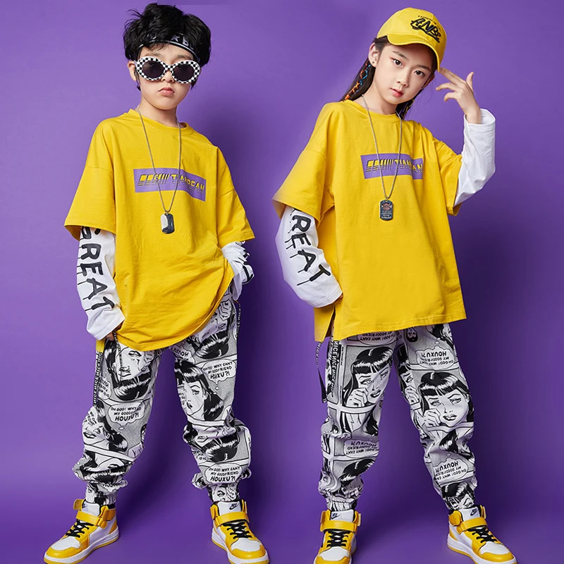 Костюм джазовый детский с длинным рукавом одежда в стиле хип хоп для тренировок и