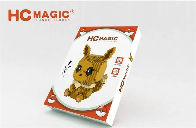 HC волшебный Алмаз строительные блоки игрушки мультфильм микро кирпичи чармандер аниме игрушка аукциона фигурки милые дети подарок на день рождения - Цвет: 9101Eevee with box