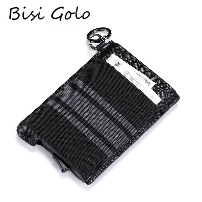 BISI GORO чехол для визиток из воловьей кожи RFID умный держатель карт алюминиевая