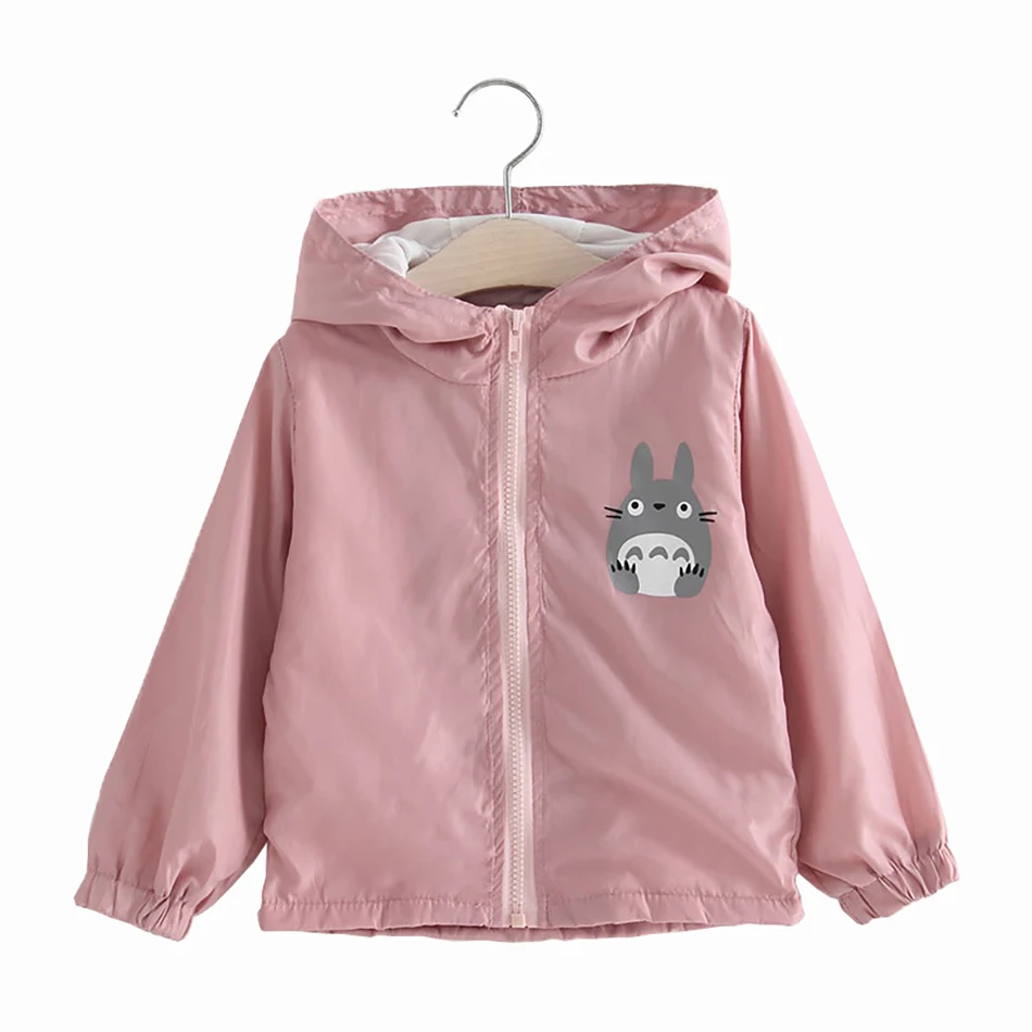 Girls Windbreaker Clothes Hooded Cartoon Print Spring Autumn Children Casual Outwear Clothing Jackets For 2-7 Years Kids | Детская