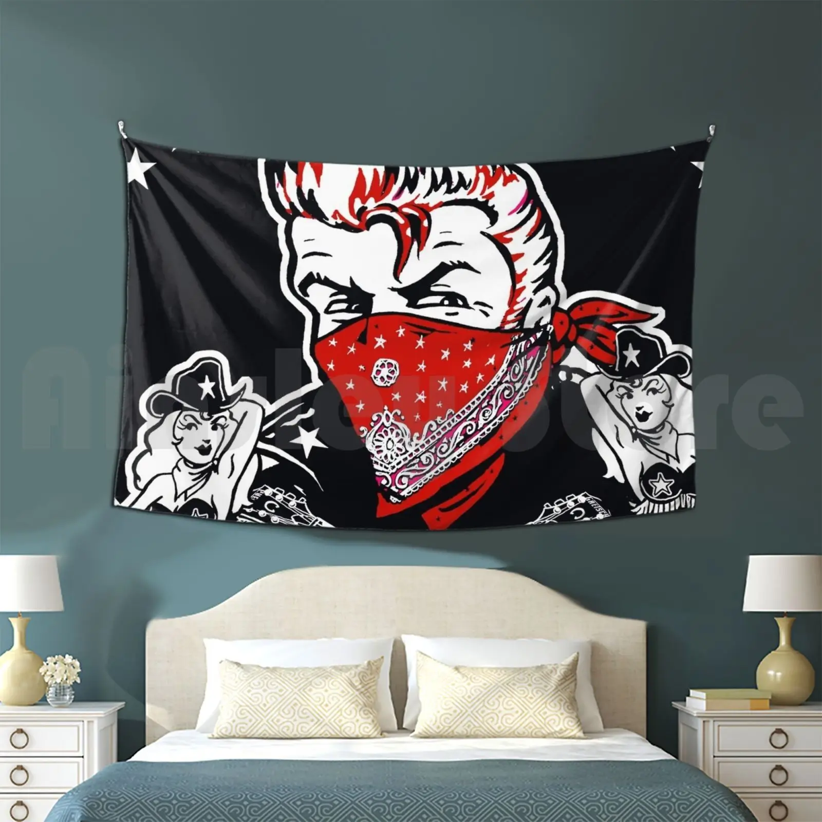 

Riot Tapestry Living Room Bedroom Stray Cats Brian Setzer Riot