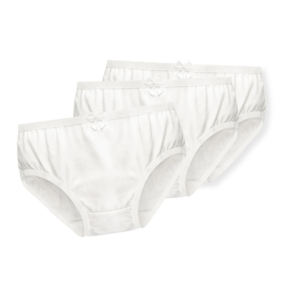 Girls Panties Kids Cotton Underwear Children's Briefs Short Solid White Color 3Pcs/lot