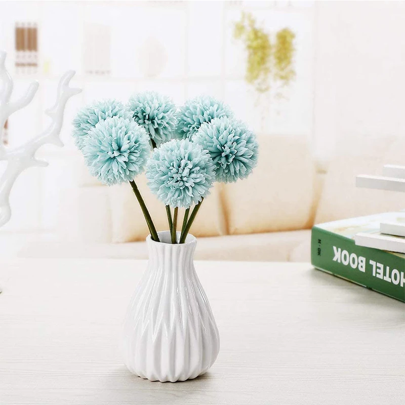 

8pcs Artificial Flowers Chrysanthemum Ball Flowers Bouquet Silk Daisy for Home Wedding Decor