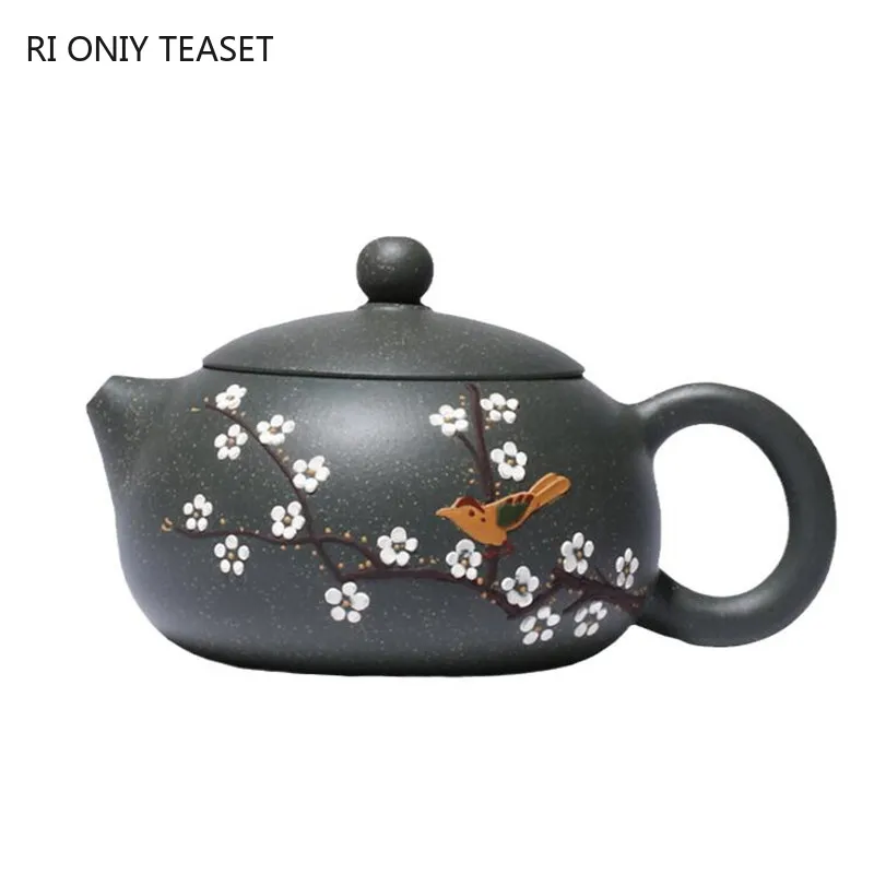 

240 мл Китайский Исин пурпурный Глиняный Чайник с цветочным и птичьим узором Xishi Чайник известный чайник ручной работы Zisha чайная посуда чайн...