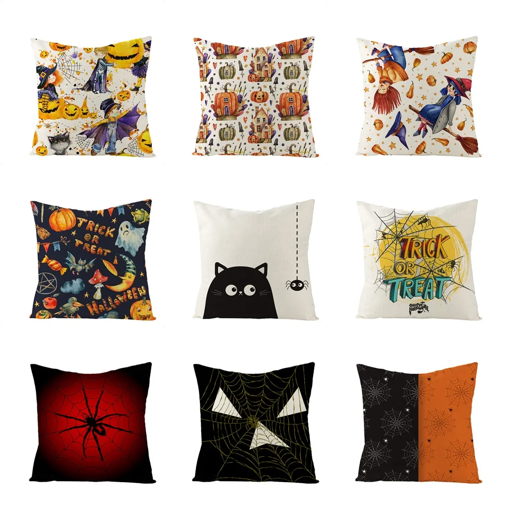 

Наволочка льняная с принтом ведьмы и паука, 45 х45 см