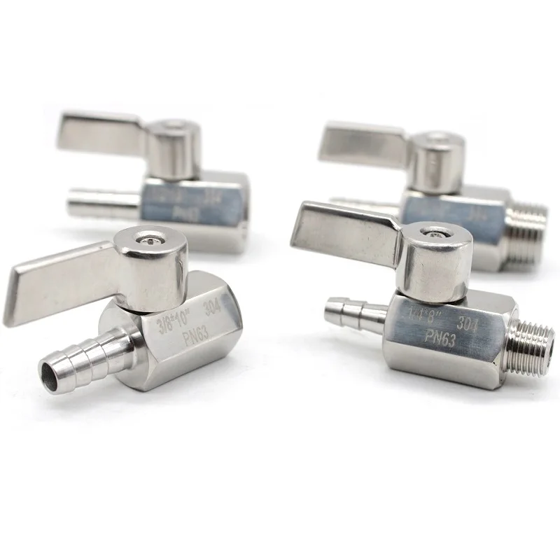 Шаровой кран ручка из нержавеющей стали мини-шаровой 1/8 1/4 3/8 1/2 до 7 мм 10 8 12 адаптер