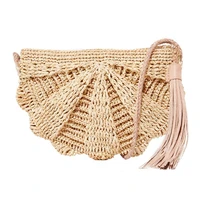 fringed straw bag ladies one shoulder semicircle diagonally across rattan woven personalized bamboo woven bag vacation beach