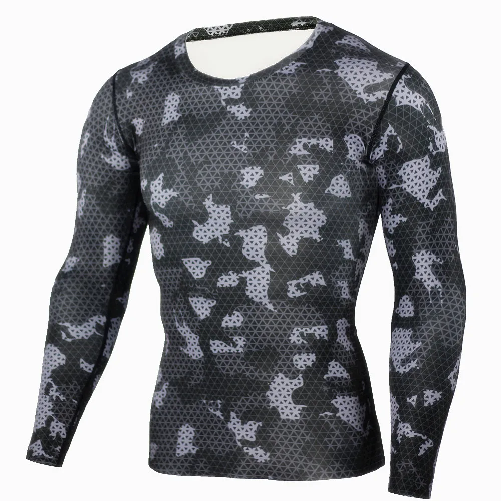 Мужская компрессионная футболка камуфляжной расцветки с длинным рукавом для