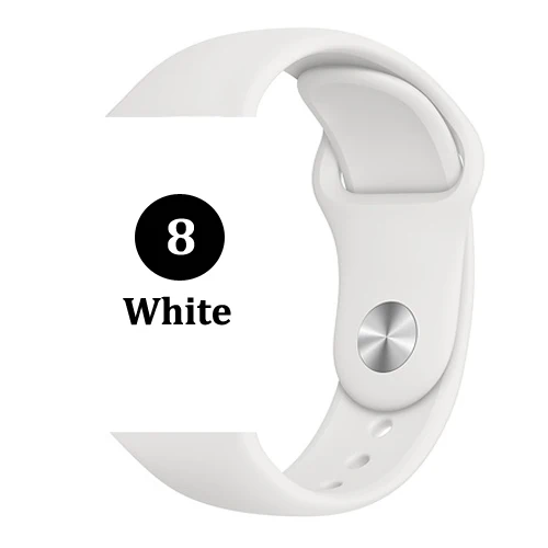 8-White Ремешок для apple watch band 4 3 correa iwatch band 42 мм/38 мм 44 мм/40 мм 2 спортивный силиконовый браслет pulseira apple watch аксессуары - Цвет ремешка: 8-White