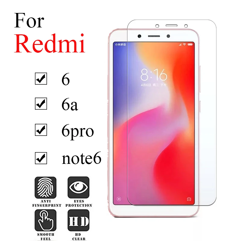 Защитное стекло для Xiaomi Redmi 6a pro note 6 Закаленное пленка Readmi Redme Tremp a6 6pro note6 6apro защита