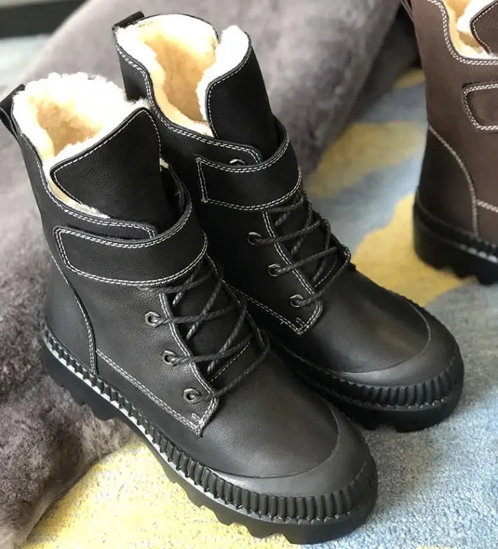 Зимние ботильоны женские ботинки из овчины Botas Mujer зимние Bota Feminina Роскошная обувь