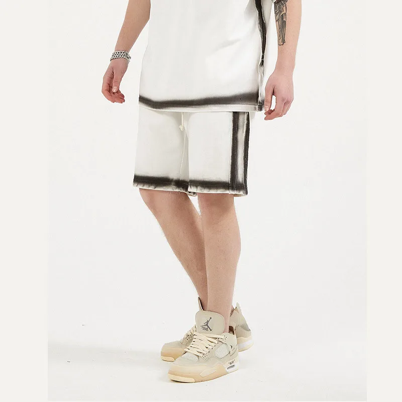 

Мужская Уличная одежда с принтом тай-дай, Свободные повседневные шорты в стиле хип-хоп, спортивный костюм, мужские шорты оверсайз из потерто...