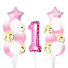 Первый день рождения девушки вечерние украшения розовый счастливый набор воздушных шаров на день рождения 12 месяцы фоторамка баннер первый ребенок мой 1 один год сделай сам