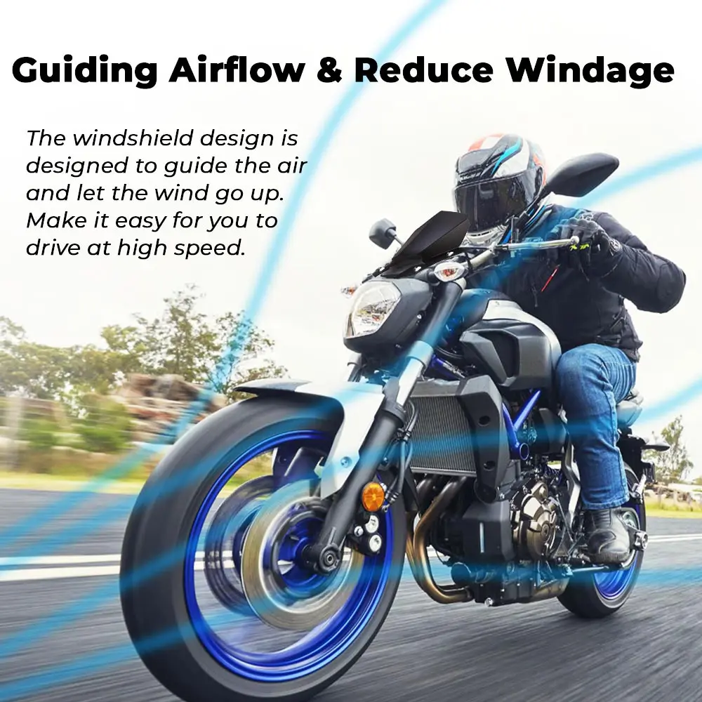 Ветрозащитный экран KEMiMOTO для мотоцикла Yamaha MT 07 MT07 FZ07 2013 2014 2015 2016 алюминиевый|screen