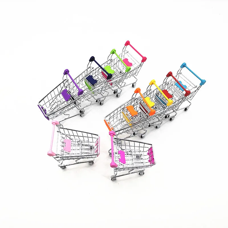 baby pretend toy Supermarket Hand Trolley Mini Shopping Cart Desktop Decoration Storage Toy Gift Dollhouse Furniture Accessories | Дом и сад