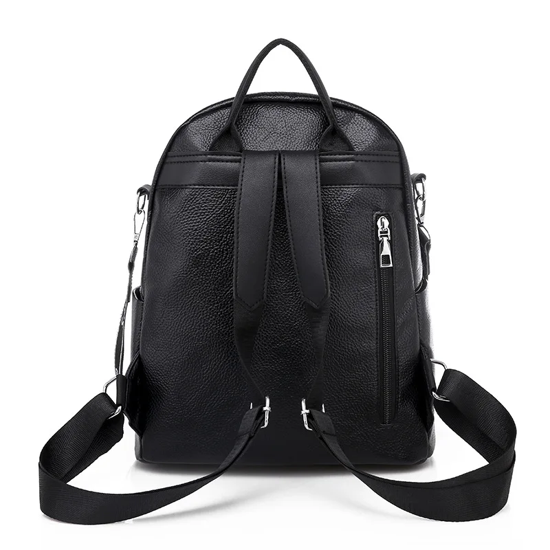 

Jiessie&Angela Women Backpack Pu Leather Black Female Laptop Backpacks Casual School Backpack Girl Large Capacity Shoulder Bag