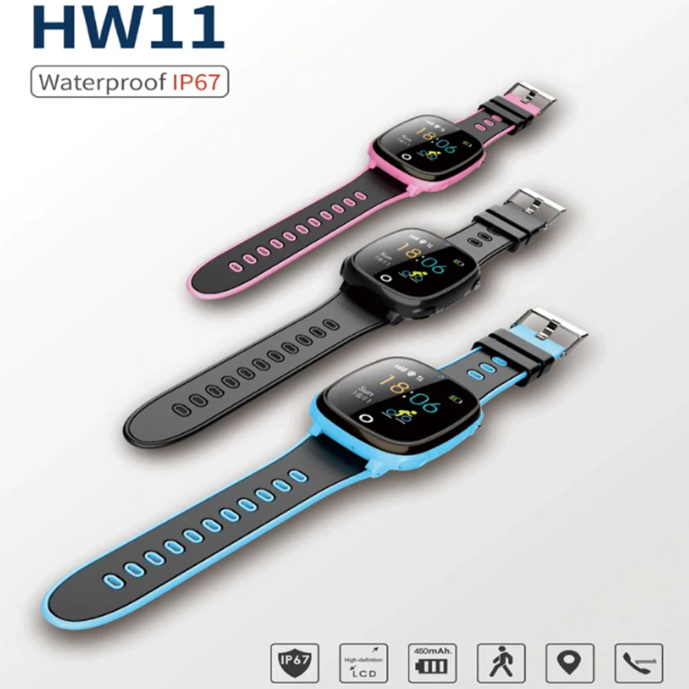 HW11 Смарт-часы Дети gps Bluetooth Шагомер позиционирование IP67 водонепроницаемые часы для детей безопасный умный браслет Android IOS