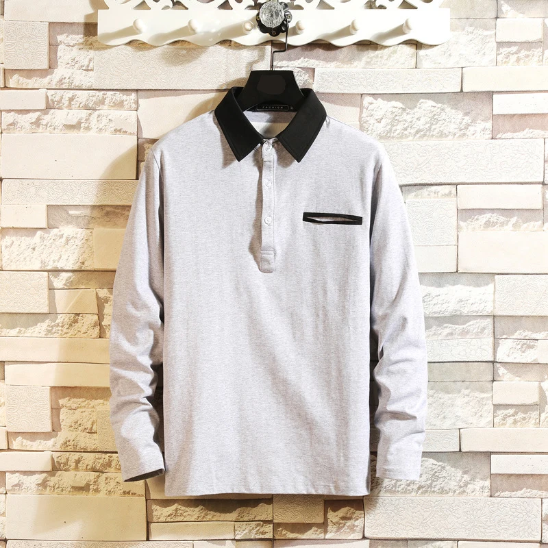 Мужские рубашки поло с длинным рукавом одноцветные для мужчин s Camisa Polo модные