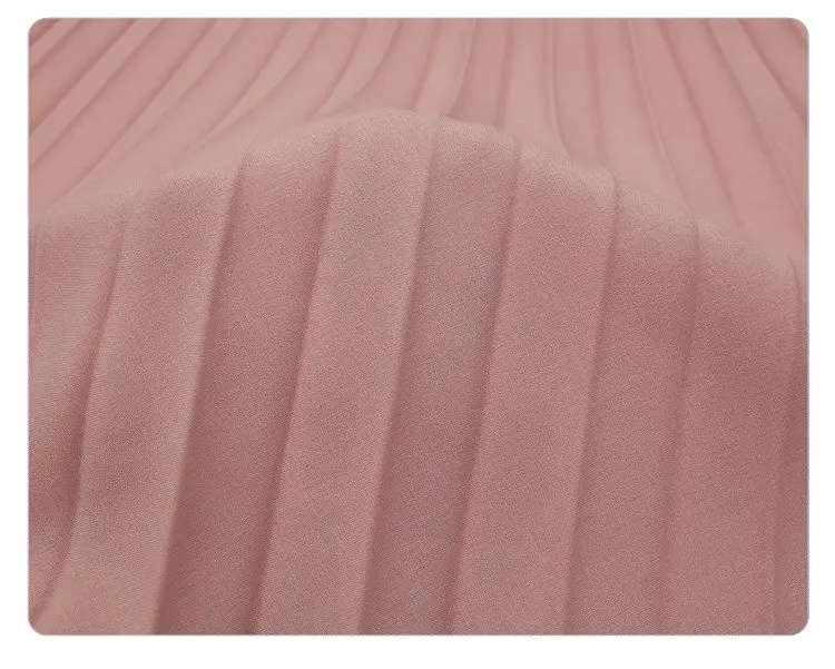 

FNOCE Cross-border Foreign Trade Half-length Skirt Women Elastic Waist Fashion Casual Pure Color Chiffon Skirt Pleated Skirt