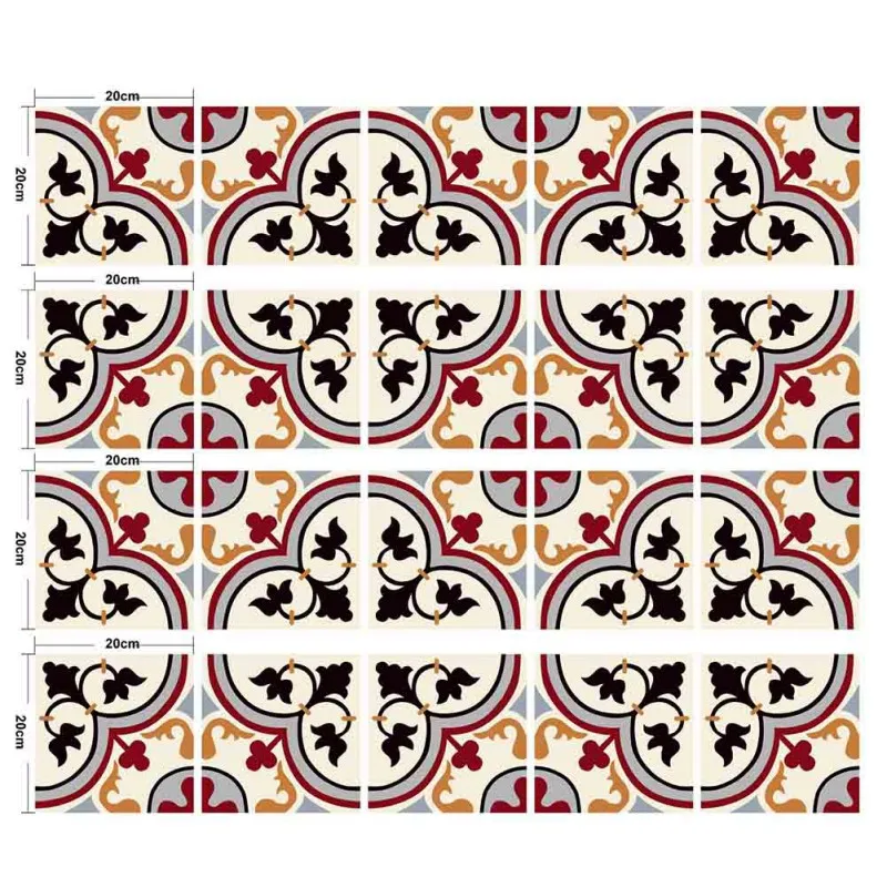 

20 PCS Simulation Tile Simple Chinese Style Home Paste Wall Stickers DIY Waterproof Oil-proof Tile For Bathroom Kitchen Stick