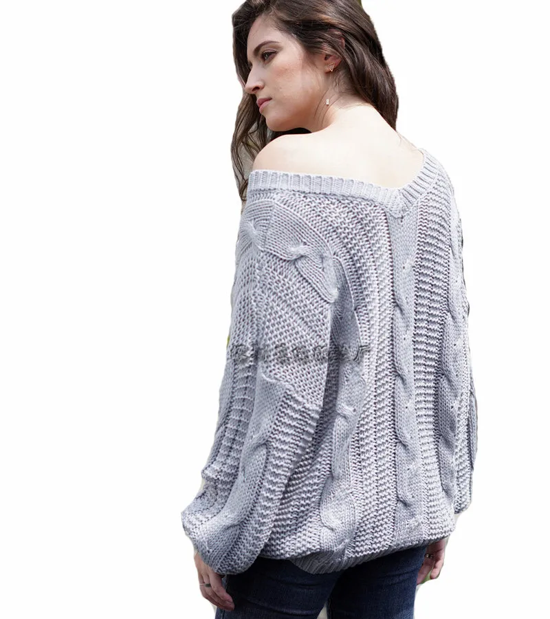 Модный новый женский хлопковый трикотажный теплый свитер с v-образным вырезом