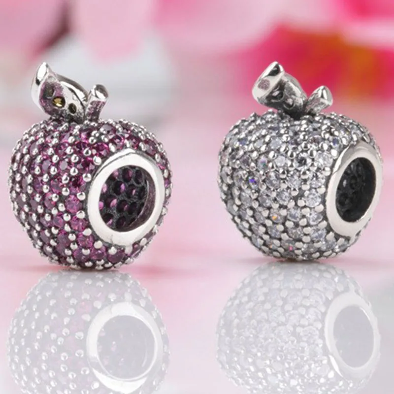 

Original 925 Sterling Silver Bead New Style With Crystal Apple Beads Fit Pandora Women Bracelet & Necklace Diy Jewelry