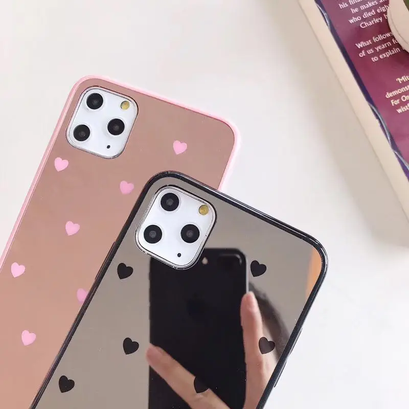 Корейский зеркальный чехол для телефона с маленьким сердечком макияжа Iphone 12 11 Pro