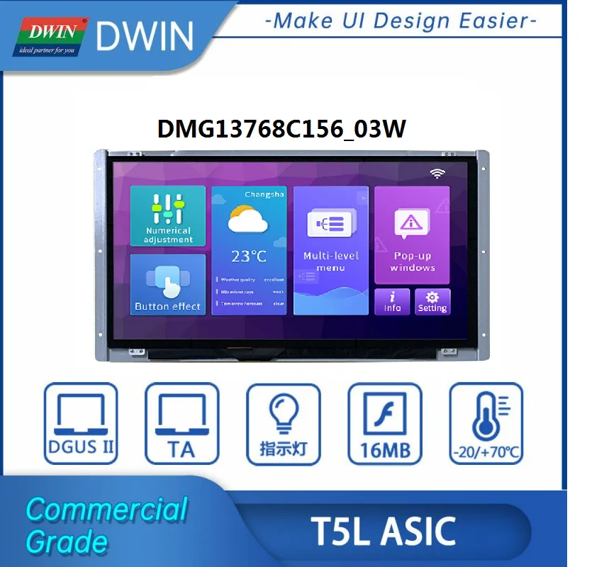 

Dwin UART TN-TFT-LCD Module HMI Display 15.6 Inch 1366*768 Resolution Commercial Grade 262K Colors Smart Capacitive Touch Screen